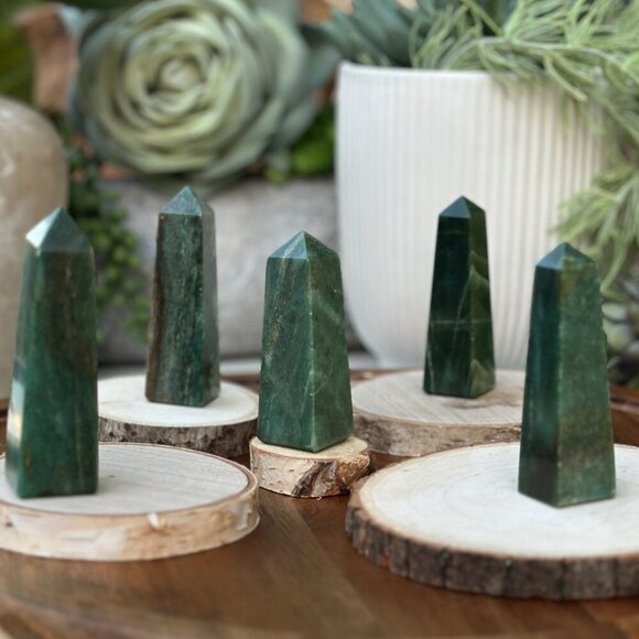 Nephrite Jade Small Obelisks Green Luck Crystal Point Tower Polished Gemstone - Picture 13 of 16